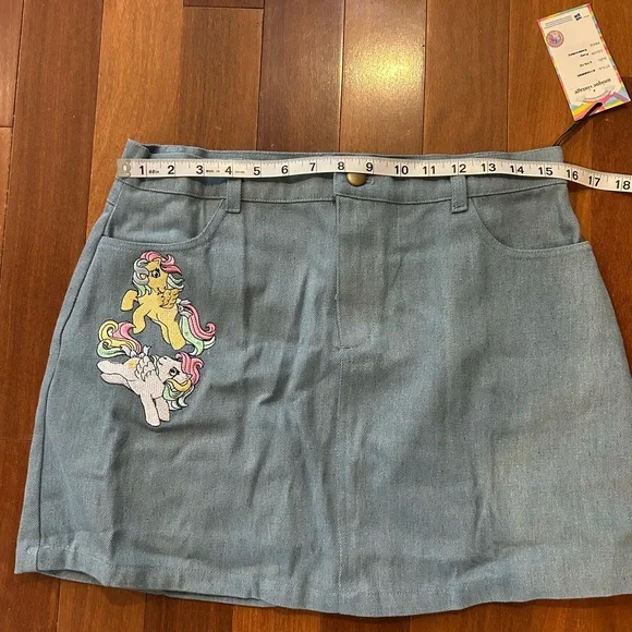 Blue Denim Skirt with Embroidered Design - Picture 6 of 7